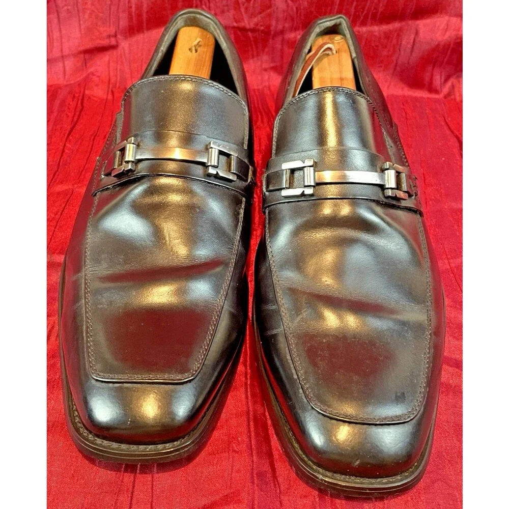 Mens Stacy Adams Black Leather Slip-on Loafer  sz 8.5M